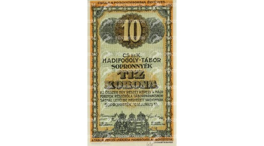 10 korona hadifogolytábori szükségpénz